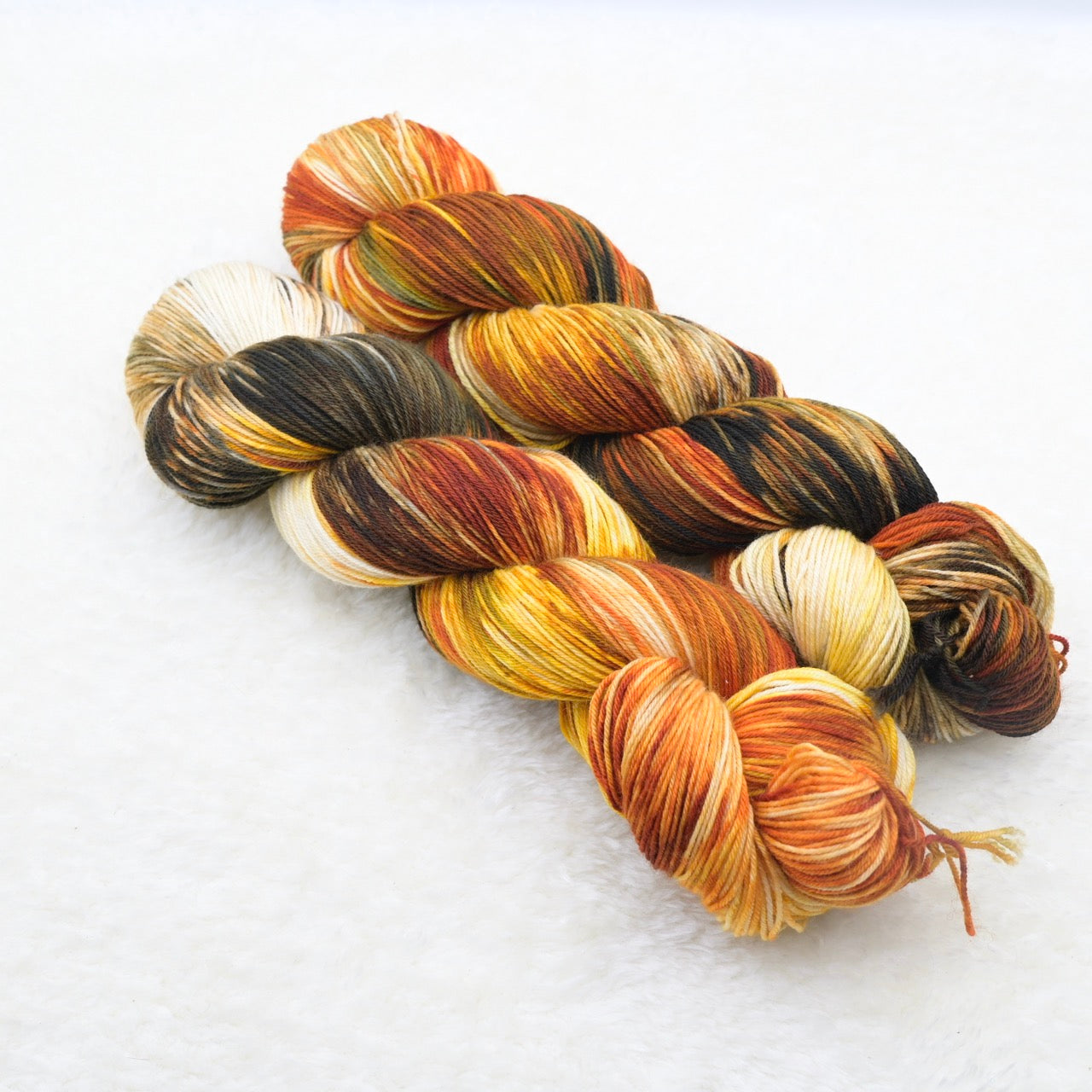 Woolly Adventures handgeverfd wol merino sock sneeuwgeverfd bruin